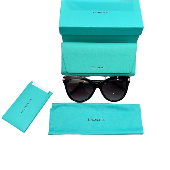 TIFFANY & CO. TF 4182 8001/3C BLACK FRAME GRAY GRADIENT LENS CAT EYE SUNGLASSES - Picture 10 of 16